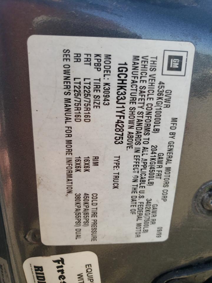 1GCHK33J1YF428753 2000 Chevrolet Gmt-400 K3500