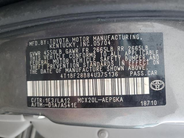 2004 Toyota Avalon Xl VIN: 4T1BF28B84U375136 Lot: 57276564