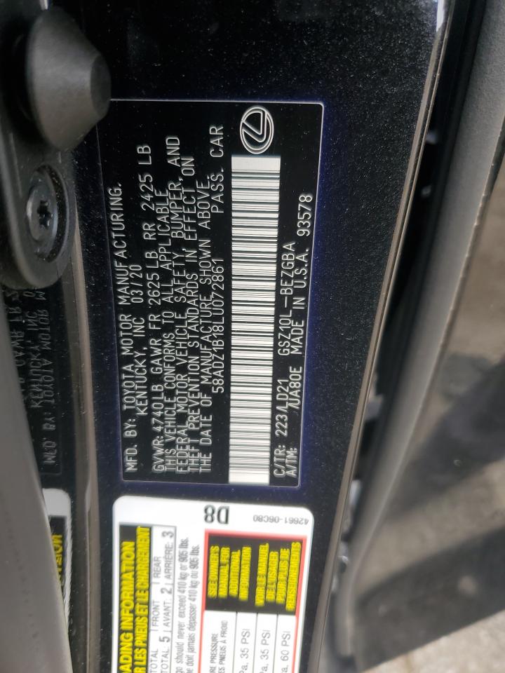 58ADZ1B18LU072861 2020 Lexus Es 350