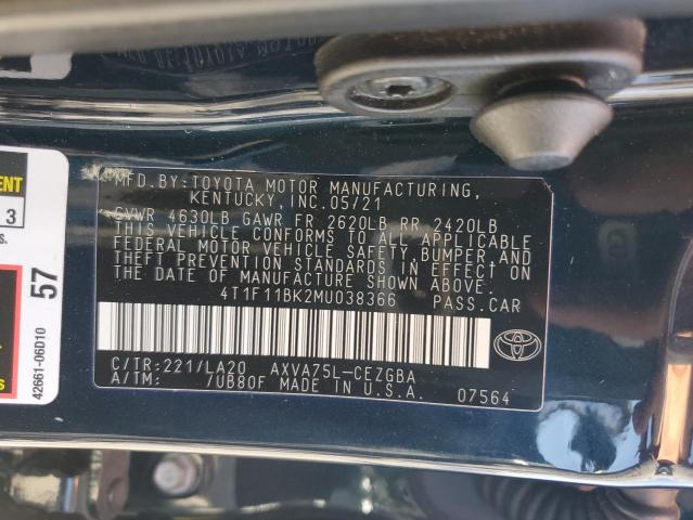 VIN 4T1F11BK2MU038366 2021 Toyota Camry, Xle no.12