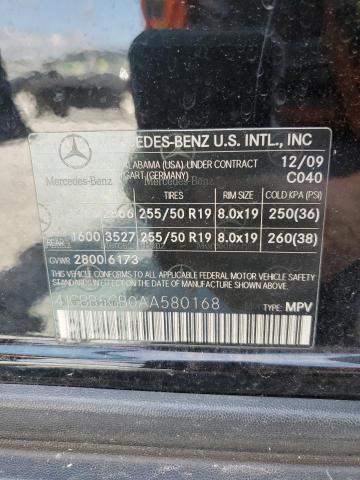 2010 Mercedes-Benz Ml 350 VIN: 4JGBB5GB0AA580168 Lot: 57427644