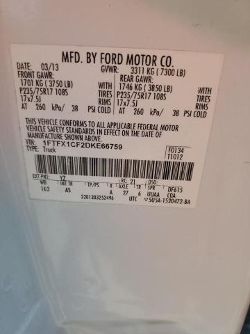 2013 Ford F150 Super Cab VIN: 1FTFX1CF2DKE66759 Lot: 59855384