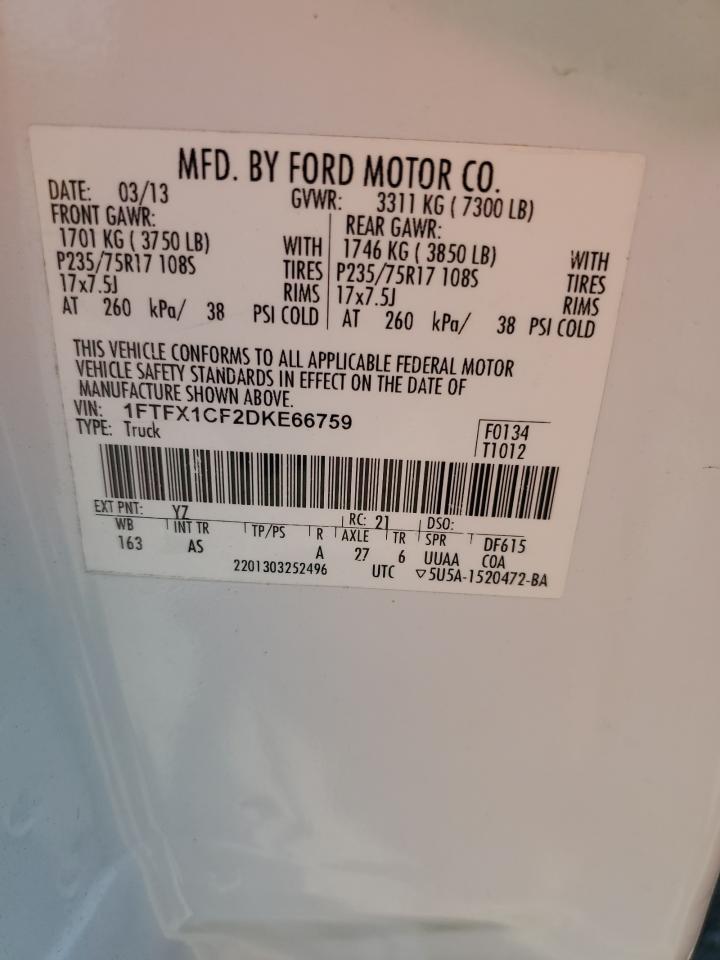 1FTFX1CF2DKE66759 2013 Ford F150 Super Cab