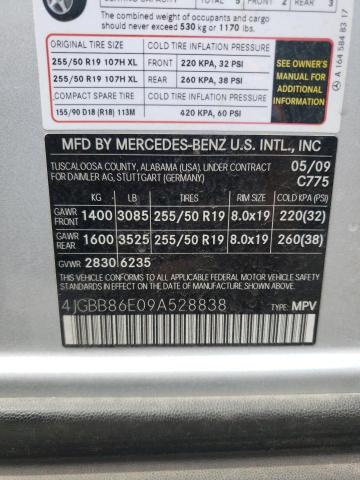 2009 Mercedes-Benz Ml 350 VIN: 4JGBB86E09A528838 Lot: 58975724