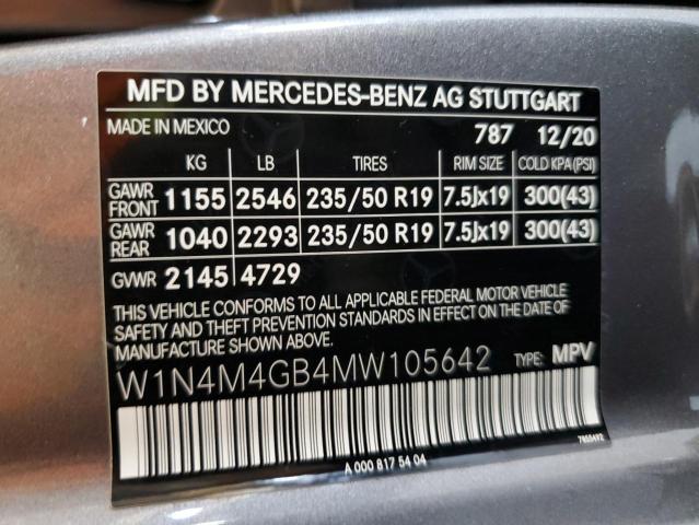 W1N4M4GB4MW105642 2021 Mercedes-Benz Glb 250