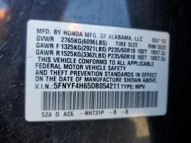 2013 Honda Pilot Exl VIN: 5FNYF4H65DB054211 Lot: 57848204