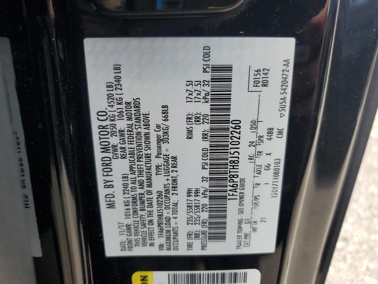 1FA6P8TH8J5102260 2018 Ford Mustang