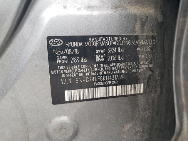 2019 HYUNDAI ELANTRA SE - 5NPD74LF8KH431759