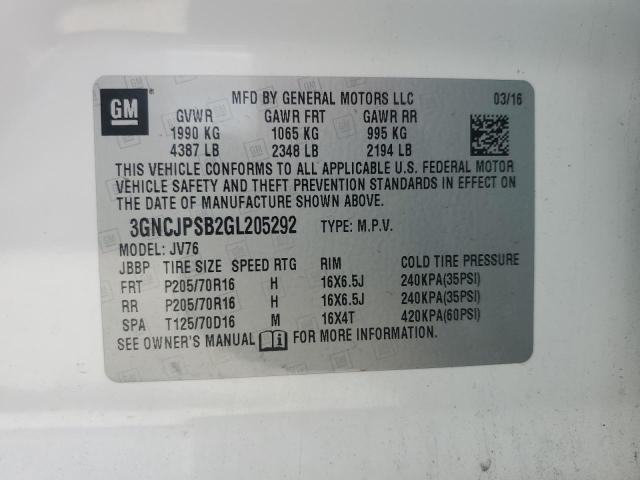 3GNCJPSB2GL205292 2016 CHEVROLET TRAX - Image 12