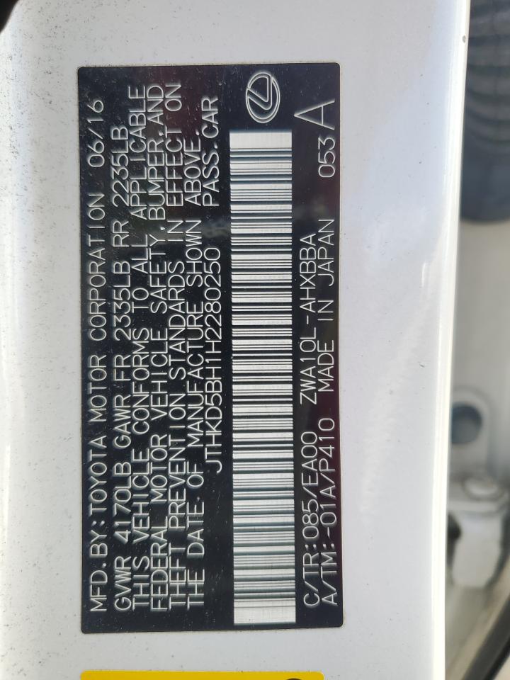 JTHKD5BH1H2280250 2017 Lexus Ct 200