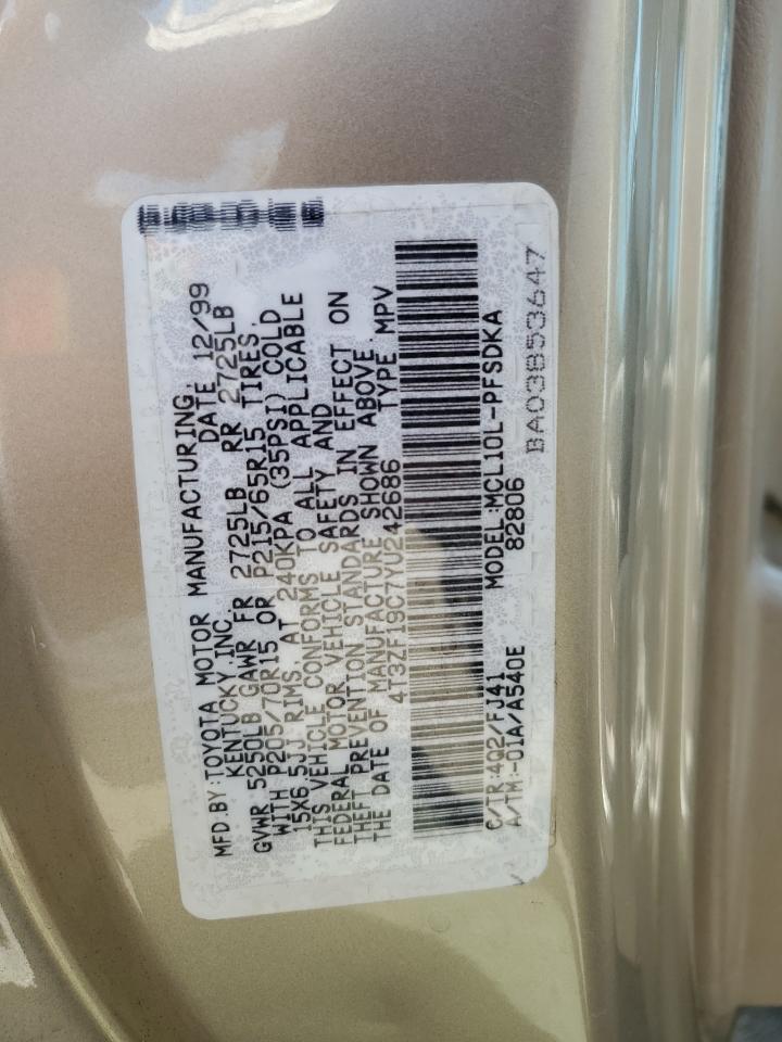 4T3ZF19C7YU242686 2000 Toyota Sienna Ce