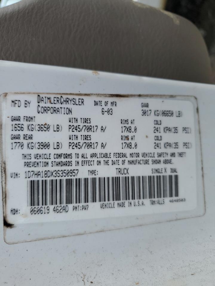 1D7HA18DX3S350957 2003 Dodge Ram 1500 St