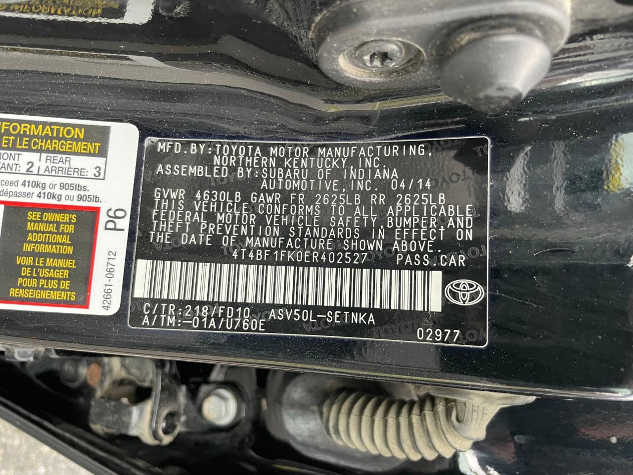 4T4BF1FK0ER402527 2014 Toyota Camry L