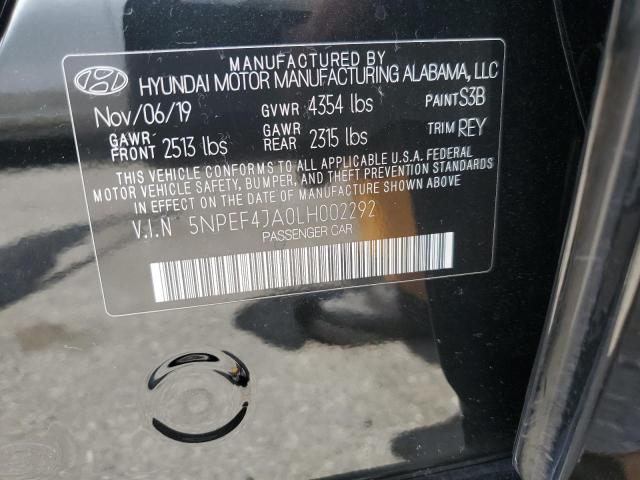 2020 Hyundai Sonata Sel VIN: 5NPEF4JA0LH002292 Lot: 59660384