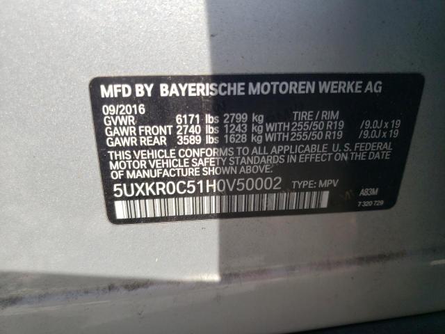 2017 BMW X5 xDrive35I VIN: 5UXKR0C51H0V50002 Lot: 60212554