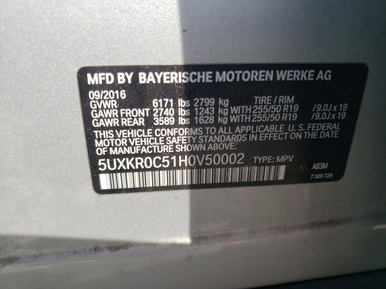 5UXKR0C51H0V50002 2017 BMW X5 xDrive35I