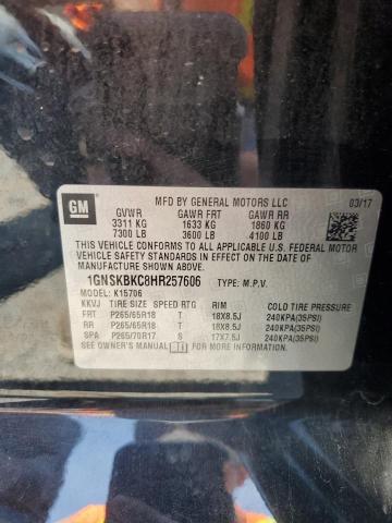 2017 Chevrolet Tahoe K1500 Lt VIN: 1GNSKBKC8HR257606 Lot: 59887304