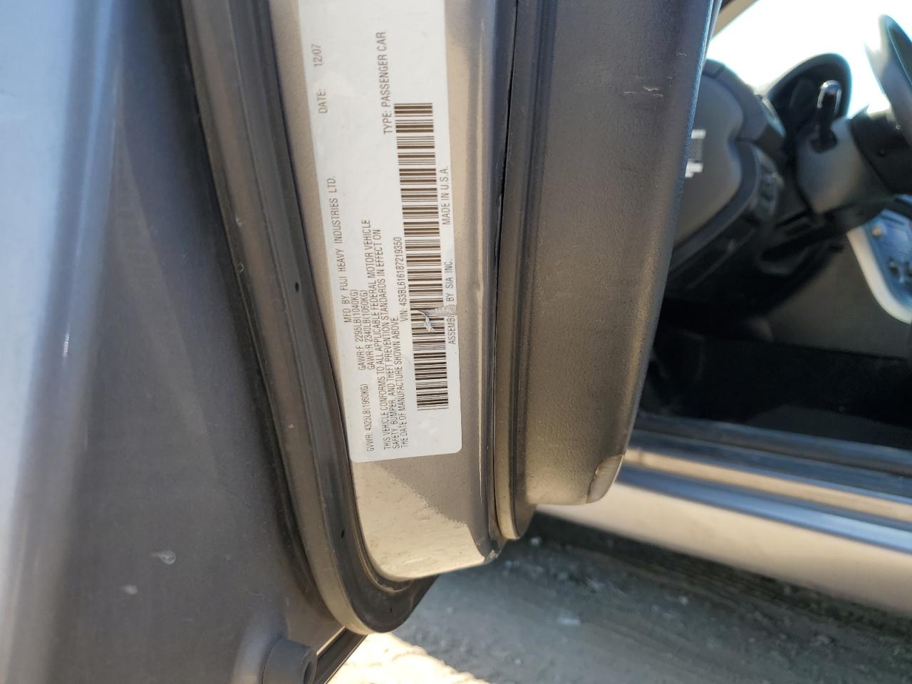 4S3BL616187219350 2008 Subaru Legacy 2.5I