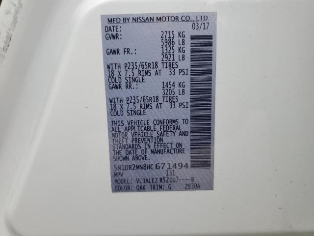 2017 Nissan Pathfinder S VIN: 5N1DR2MN8HC671494 Lot: 58700064