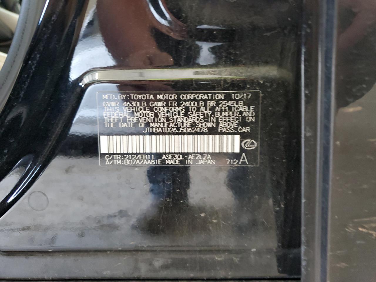 JTHBA1D26J5062478 2018 Lexus Is 300