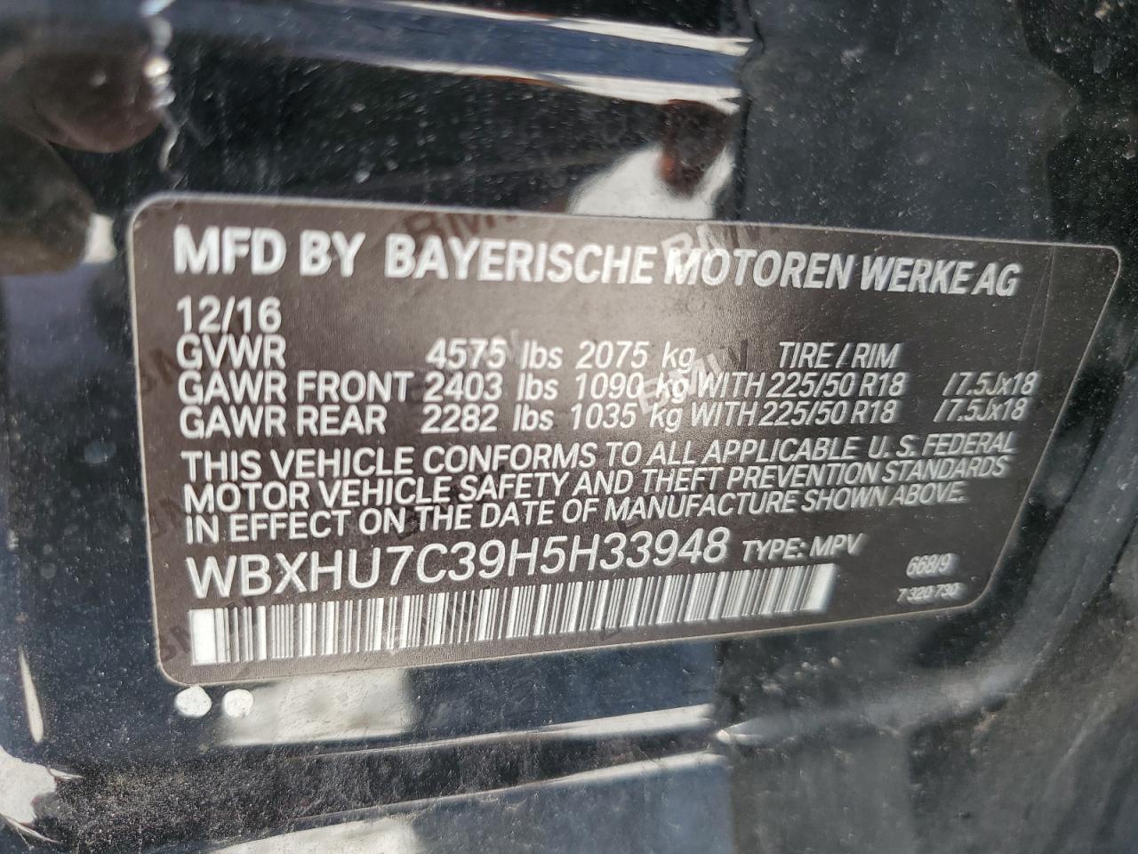 WBXHU7C39H5H33948 2017 BMW X1 Sdrive28I