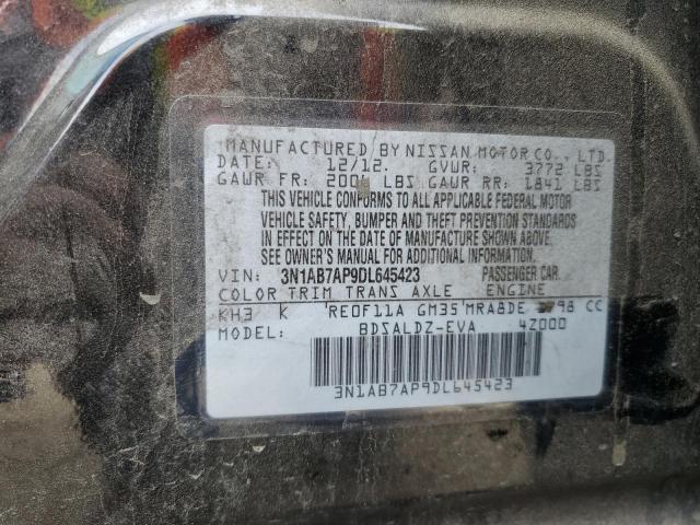 2013 Nissan Sentra S VIN: 3N1AB7AP9DL645423 Lot: 57500224