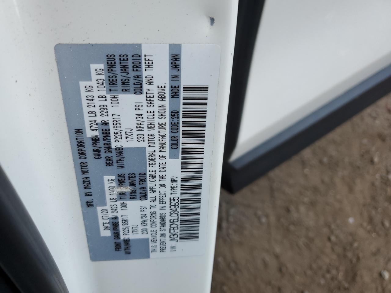 JM3KFBCM6L0849935 2020 Mazda Cx-5 Touring