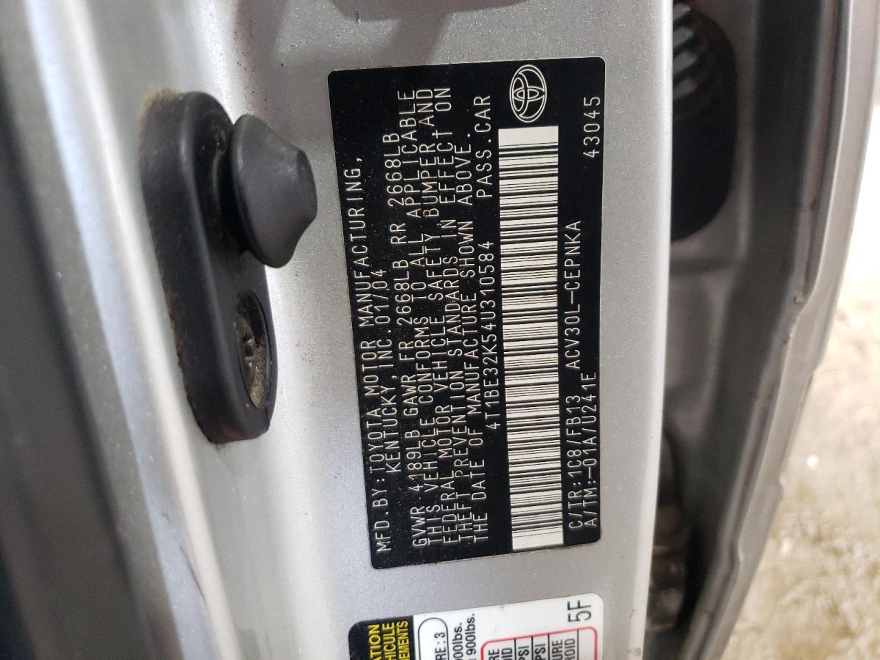 4T1BE32K54U310584 2004 Toyota Camry Le