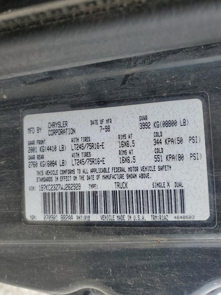 1B7KC23Z7WJ262929 1998 Dodge Ram 2500