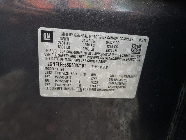 2016 Chevrolet Equinox Lt VIN: 2GNFLFE35G6307101 Lot: 60138864