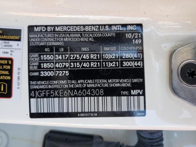 4JGFF5KE6NA604308 2022 Mercedes-Benz Gls 450 4Matic