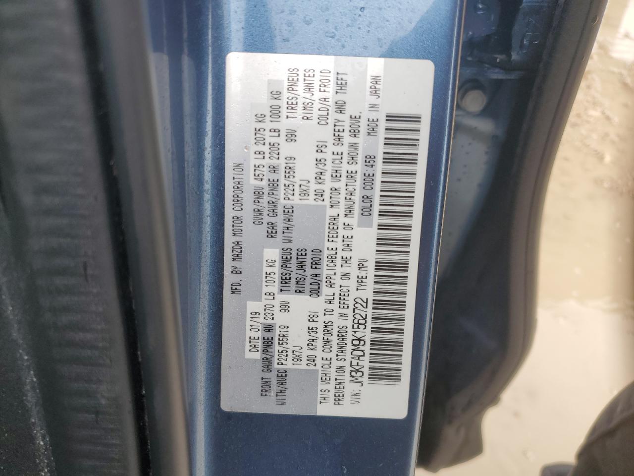 JM3KFADM9K1562722 2019 Mazda Cx-5 Grand Touring