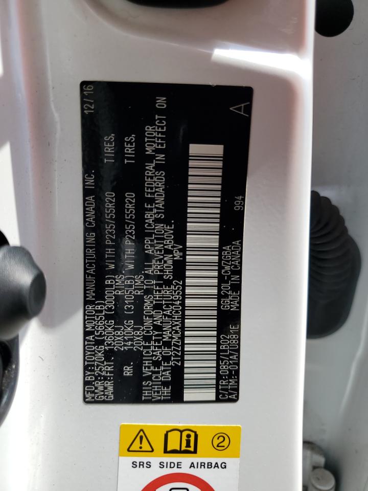 2T2ZZMCAXHC049552 2017 Lexus Rx 350 Base