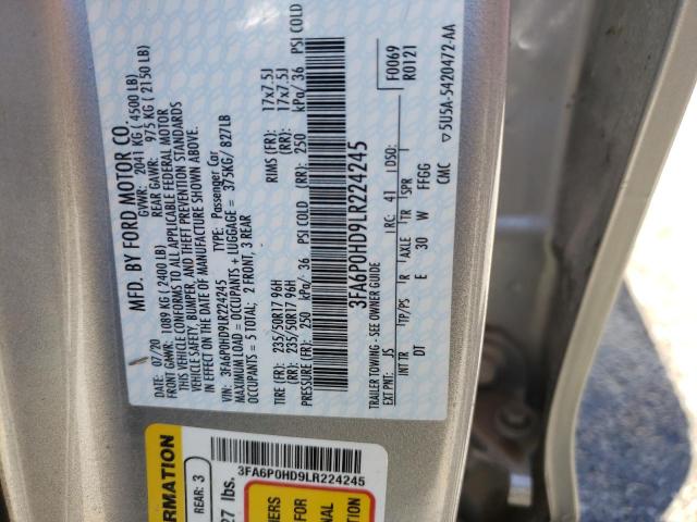 Auction sale of the 2020 FORD FUSION , vin: 3FA6P0HD9LR224245, lot number: 58897054