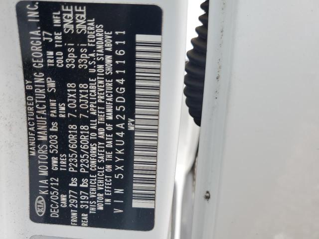 2013 Kia Sorento Ex VIN: 5XYKU4A25DG411611 Lot: 58167764