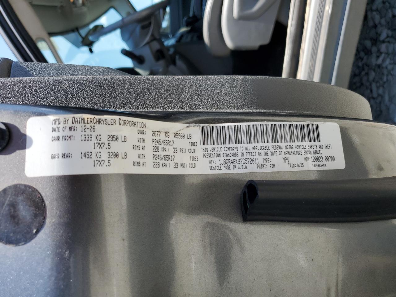 1J8GR48K97C572011 2007 Jeep Grand Cherokee Laredo