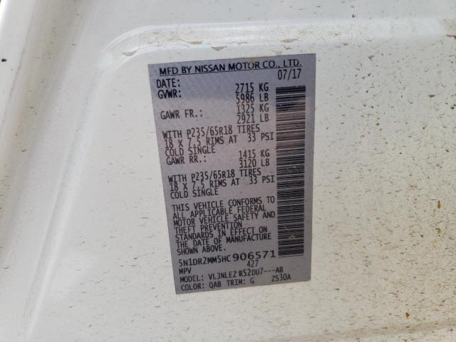 2017 Nissan Pathfinder S VIN: 5N1DR2MM5HC906571 Lot: 57256504