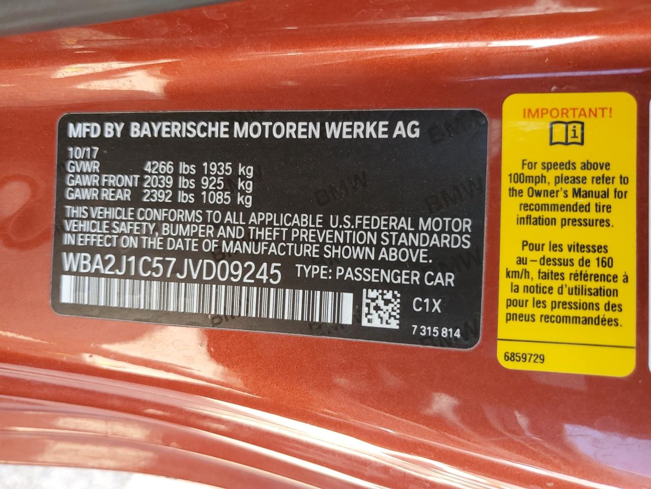 WBA2J1C57JVD09245 2018 BMW 230I