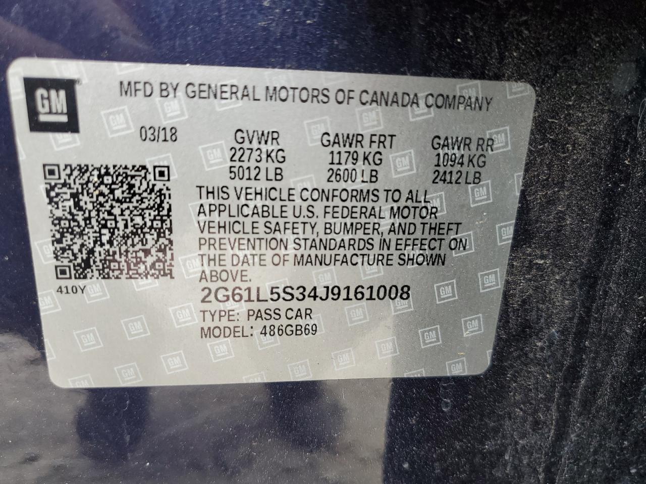 2G61L5S34J9161008 2018 Cadillac Xts