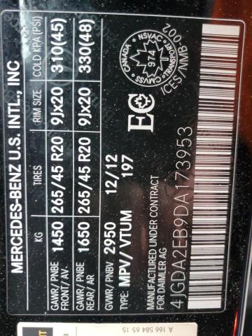 2013 Mercedes-Benz Ml 350 Bluetec VIN: 4JGDA2EB9DA173953 Lot: 58004554