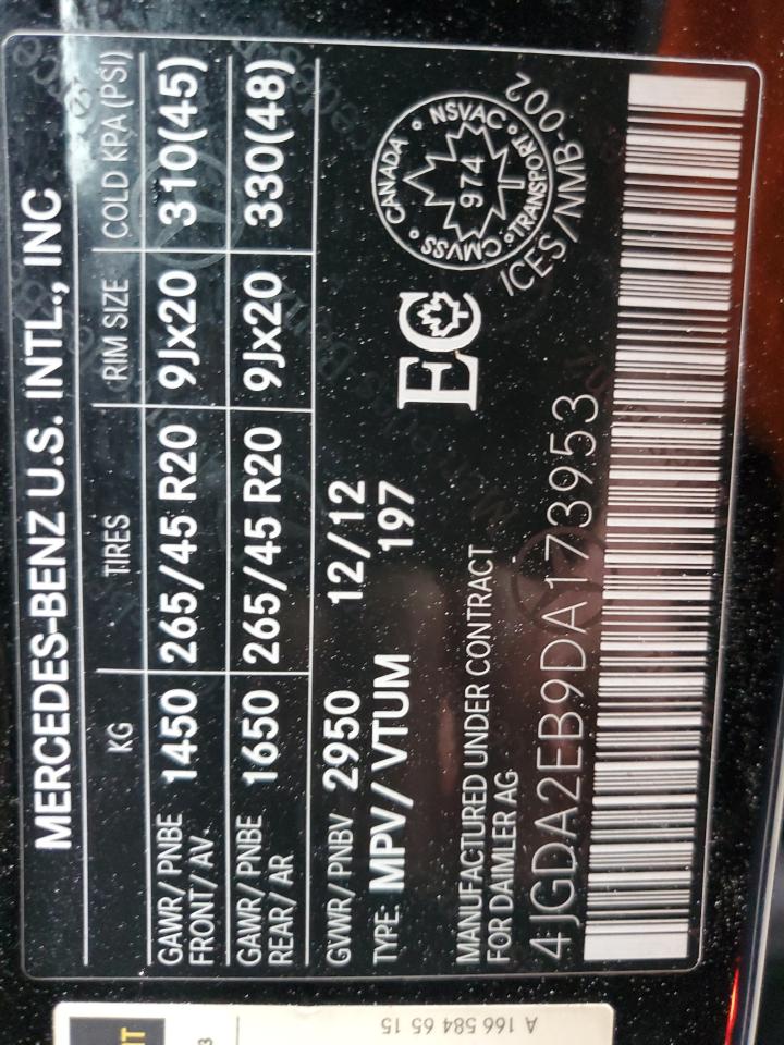 4JGDA2EB9DA173953 2013 Mercedes-Benz Ml 350 Bluetec