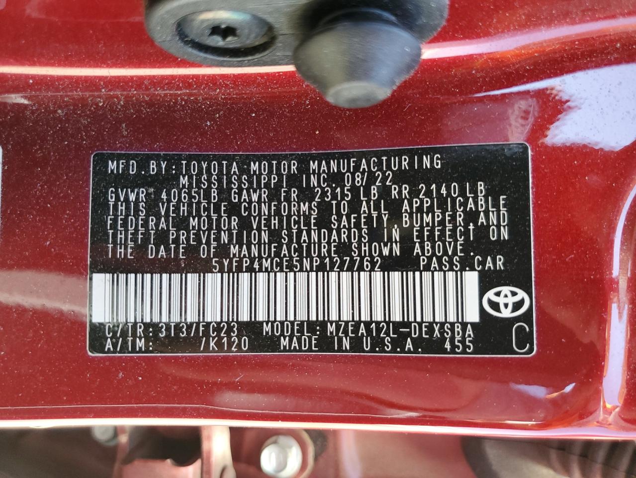 Lot #2994068287 2022 TOYOTA COROLLA SE