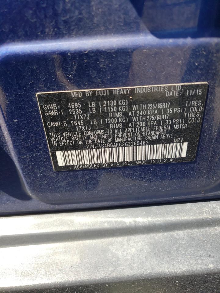 4S4BSAFC3G3265462 2016 Subaru Outback 2.5I Premium