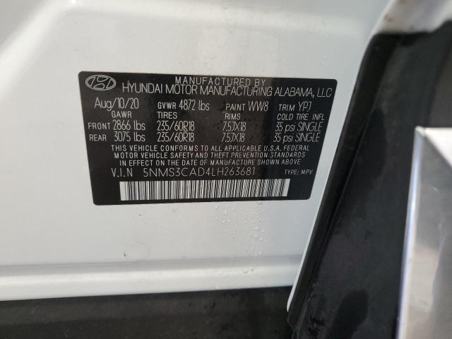 2020 Hyundai Santa Fe Sel VIN: 5NMS3CAD4LH263681 Lot: 56671844