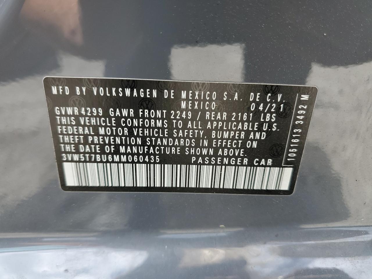 3VW5T7BU6MM060435 2021 Volkswagen Jetta Gli