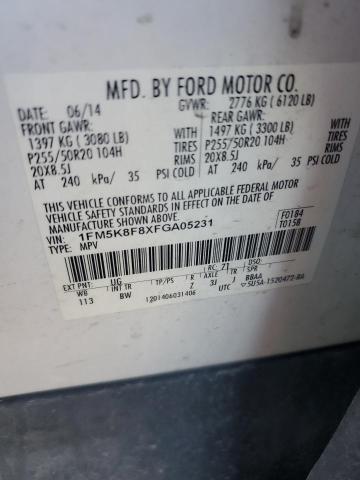 2015 Ford Explorer Limited VIN: 1FM5K8F8XFGA05231 Lot: 60418004