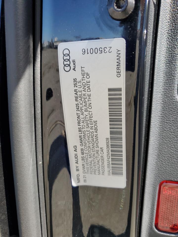 WAUBBAF42MA086928 2021 Audi A4 Premium Plus 40