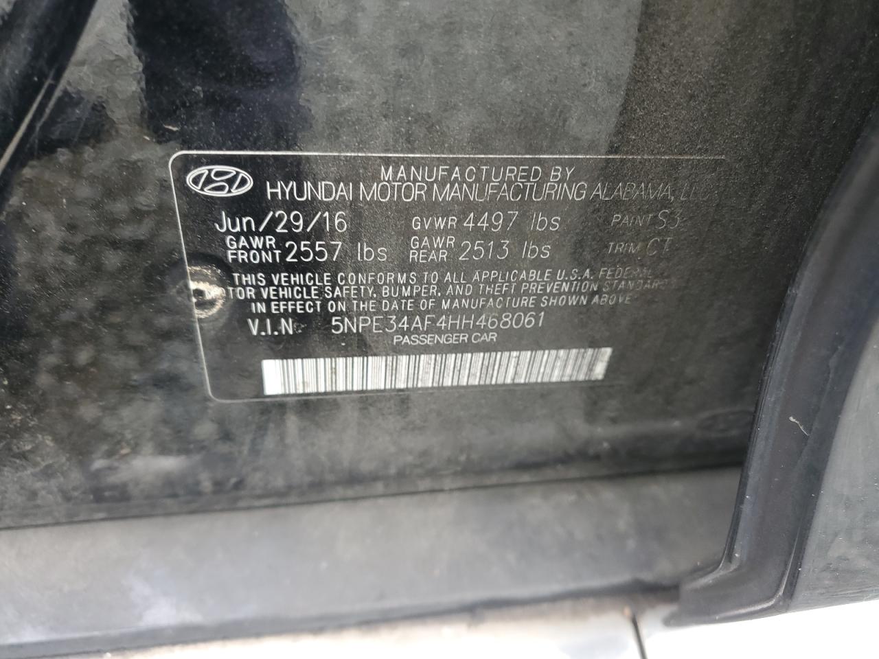 5NPE34AF4HH468061 2017 Hyundai Sonata Sport