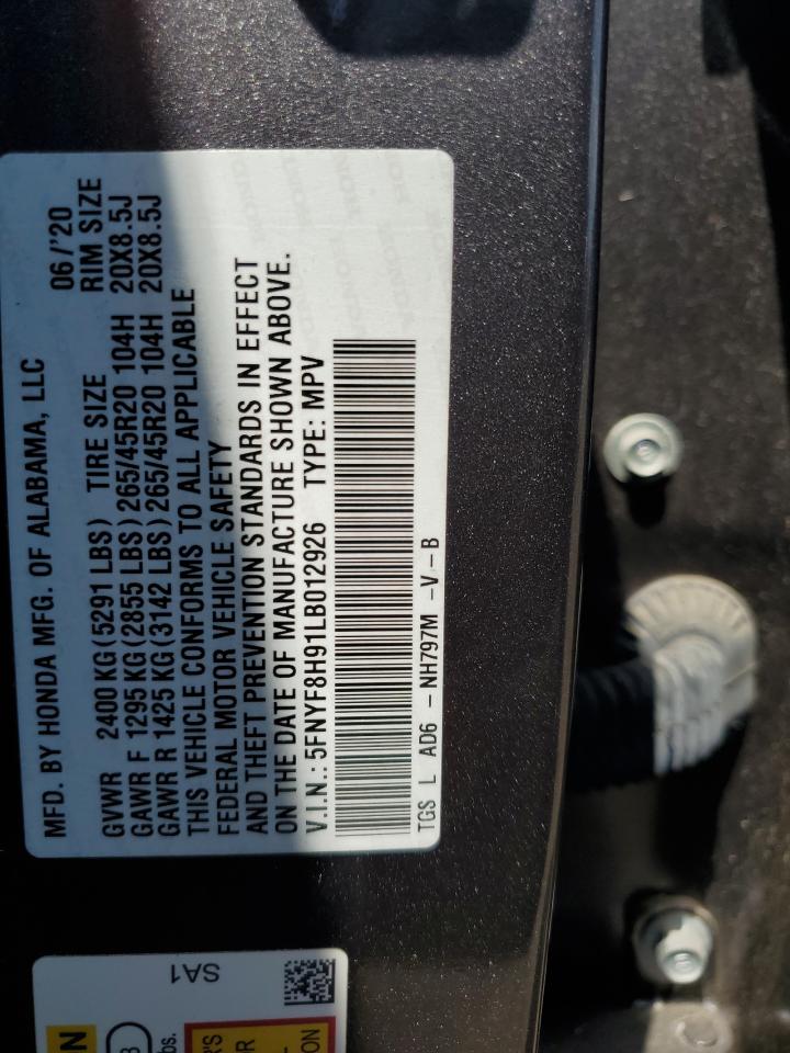 5FNYF8H91LB012926 2020 Honda Passport Touring