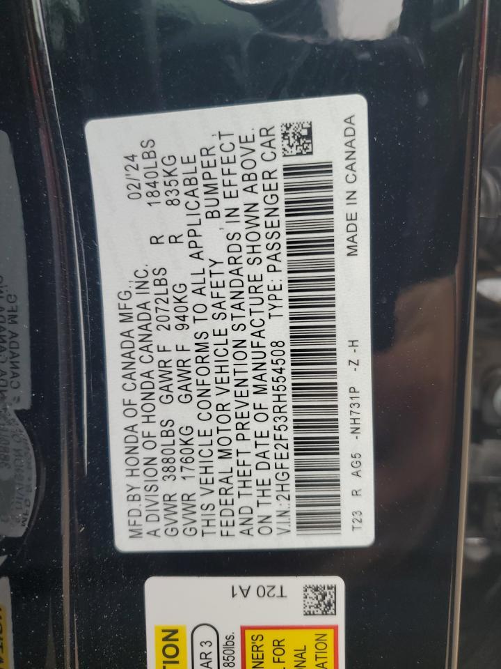 2HGFE2F53RH554508 2024 Honda Civic Sport 2HGFE2F53RH554508 2024 Honda Civic Sport